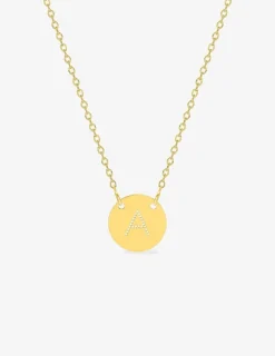 Collier plaqué or avec pendentif rond initiale percée SO OR