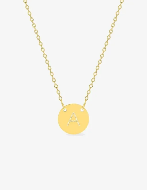 Collier plaqué or avec pendentif rond initiale percée SO OR
