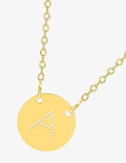 Collier plaqué or avec pendentif rond initiale percée SO OR