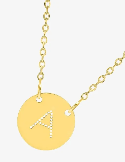 Collier plaqué or avec pendentif rond initiale percée SO OR