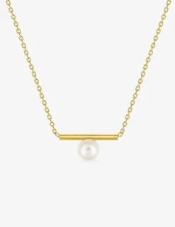 Collier plaqué or avec perle de culture d'eau douce sur pendentif rigide SO OR