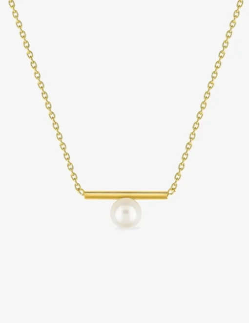 Collier plaqué or avec perle de culture d'eau douce sur pendentif rigide SO OR