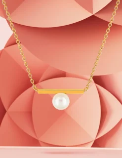 Collier plaqué or avec perle de culture d'eau douce sur pendentif rigide SO OR