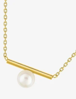 Collier plaqué or avec perle de culture d'eau douce sur pendentif rigide SO OR