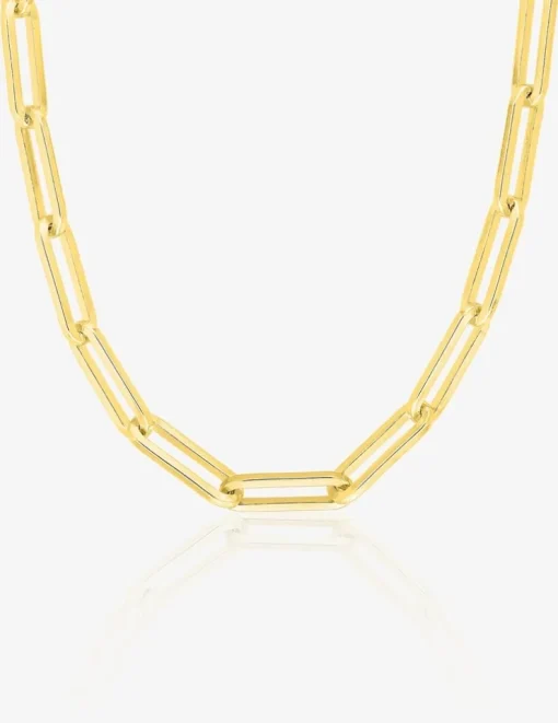Collier plaqué or chaine maille forçat rectangle fantaisie SO OR