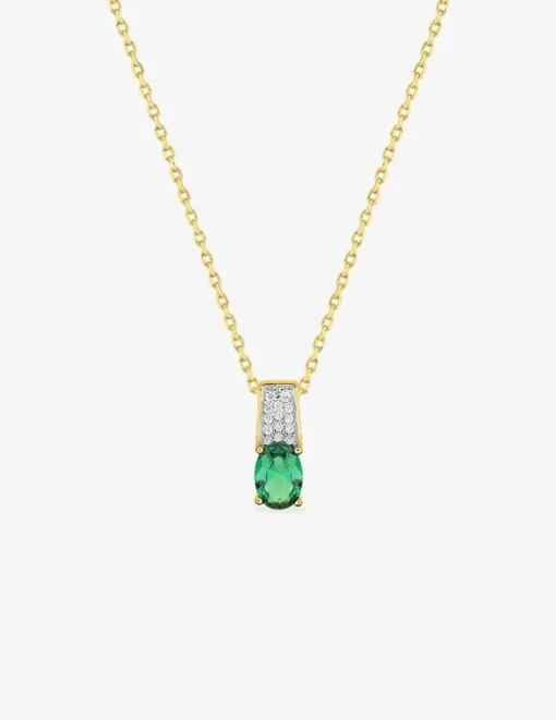 Collier plaqué or et oxydes de zirconium vert SO OR