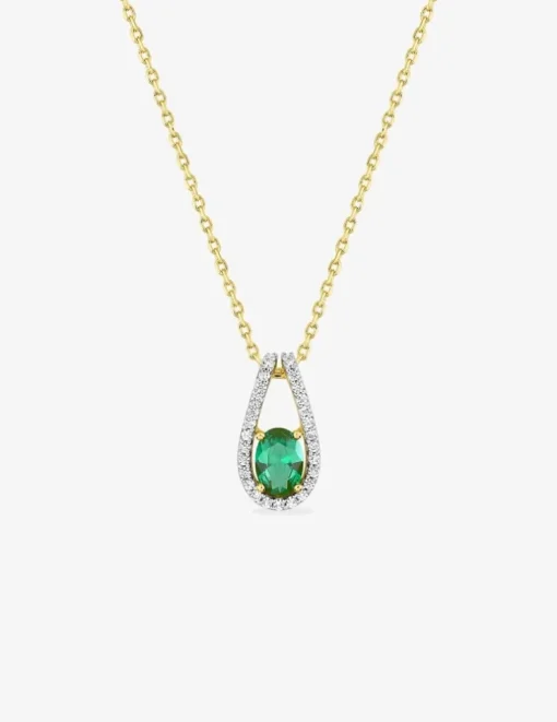 Collier plaqué or et oxyde de zirconium vert SO OR