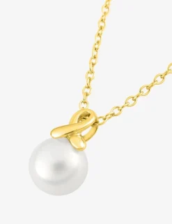 Collier plaqué or et perle d'imitation 8 mm SO OR