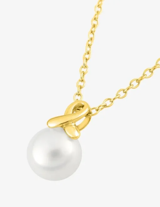 Collier plaqué or et perle d'imitation 8 mm SO OR