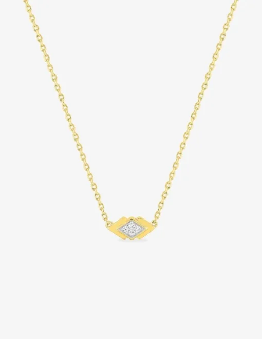Collier plaqué or et rhodium avec losange et oxydes de zirconium SO OR