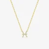 Collier plaqué or jaune, pendentif zodiaque poisson avec oxydes de zirconium SO OR