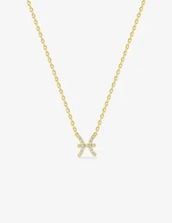 Collier plaqué or jaune, pendentif zodiaque poisson avec oxydes de zirconium SO OR