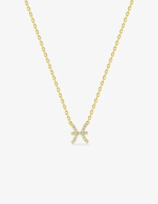 Collier plaqué or jaune, pendentif zodiaque poisson avec oxydes de zirconium SO OR