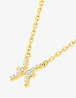 Collier plaqué or jaune, pendentif zodiaque poisson avec oxydes de zirconium SO OR