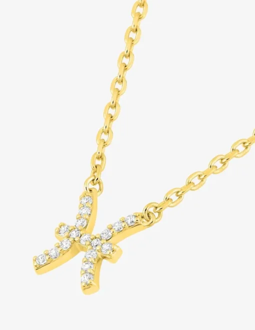 Collier plaqué or jaune, pendentif zodiaque poisson avec oxydes de zirconium SO OR