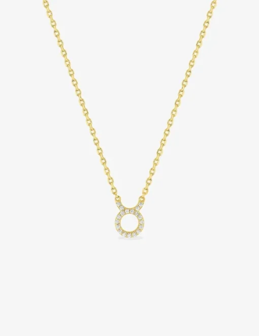 Collier plaqué or jaune, pendentif zodiaque taureau avec oxydes de zirconium SO OR