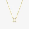 Collier plaqué or jaune, pendentif zodiaque gémeaux avec oxydes de zirconium SO OR