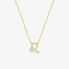 Collier plaqué or jaune, pendentif zodiaque lion avec oxydes de zirconium SO OR