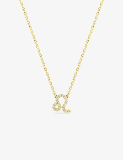 Collier plaqué or jaune, pendentif zodiaque lion avec oxydes de zirconium SO OR