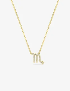 Collier plaqué or jaune, pendentif zodiaque scorpion avec oxydes de zirconium SO OR