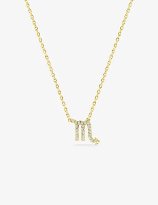 Collier plaqué or jaune, pendentif zodiaque scorpion avec oxydes de zirconium SO OR