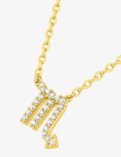 Collier plaqué or jaune, pendentif zodiaque scorpion avec oxydes de zirconium SO OR