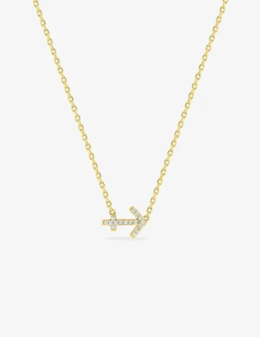 Collier plaqué or jaune, pendentif zodiaque sagittaire avec oxydes de zirconium SO OR