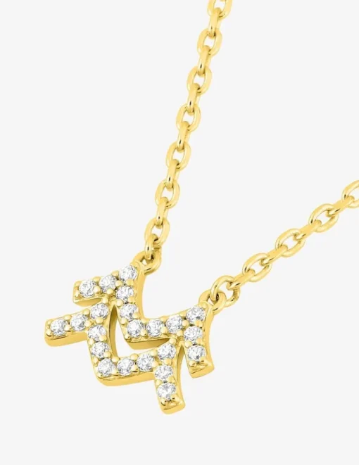 Collier plaqué or jaune, pendentif zodiaque verseau avec oxydes de zirconium SO OR