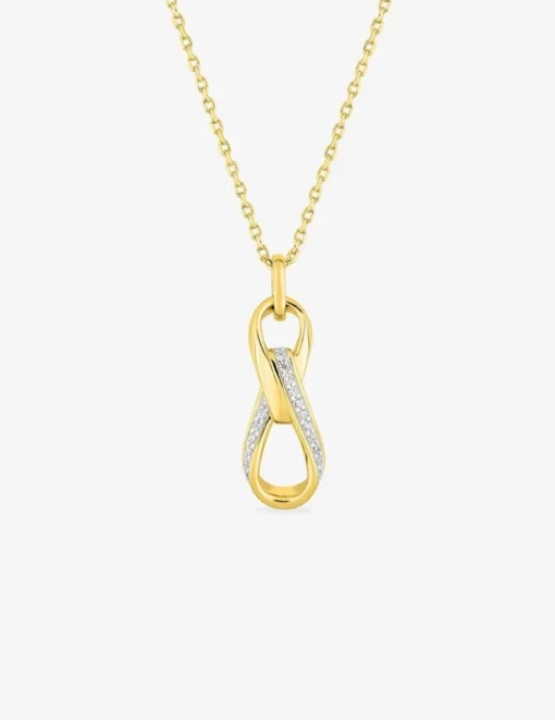 Collier plaqué or oxyde blanc fantaisie avec bélière SO OR
