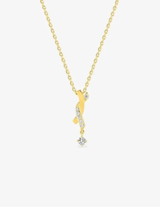 Collier plaqué or pendentif croisé avec oxydes de zirconium SO OR
