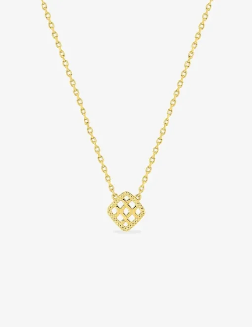Collier plaqué or pendentif quadrillé SO OR