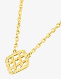 Collier plaqué or pendentif quadrillé SO OR