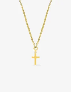 Collier plaqué or pendentif croix maille fantaisie SO OR