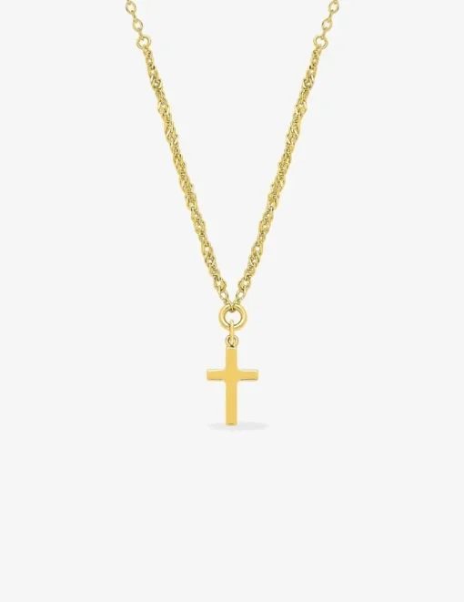 Collier plaqué or pendentif croix maille fantaisie SO OR