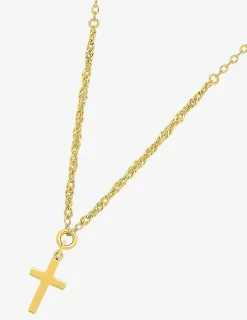 Collier plaqué or pendentif croix maille fantaisie SO OR