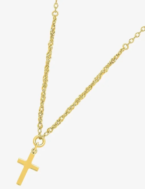 Collier plaqué or pendentif croix maille fantaisie SO OR