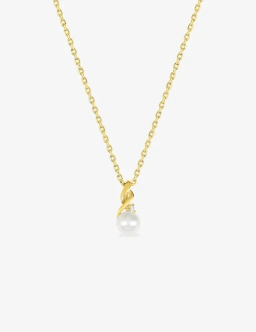 Collier plaqué or perle 5 mm et oxyde de zirconium SO OR