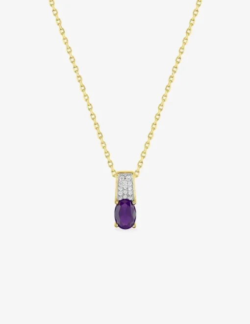 Collier plaqué or, rhodium et oxyde de zirconium violet SO OR