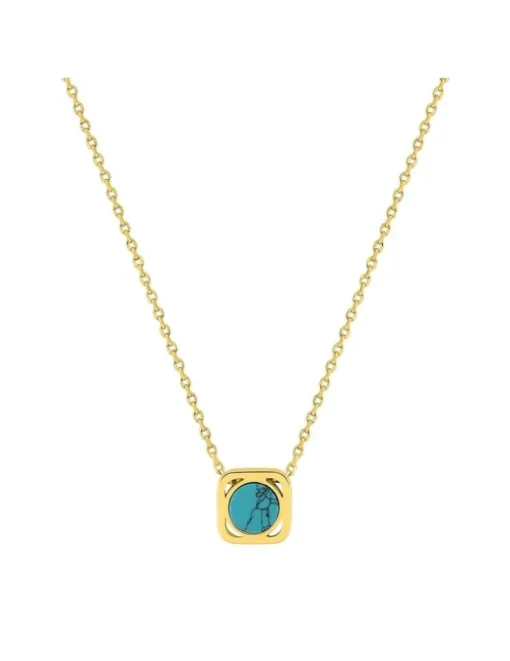 Collier plaqué or, turquoise 6 mm SO OR