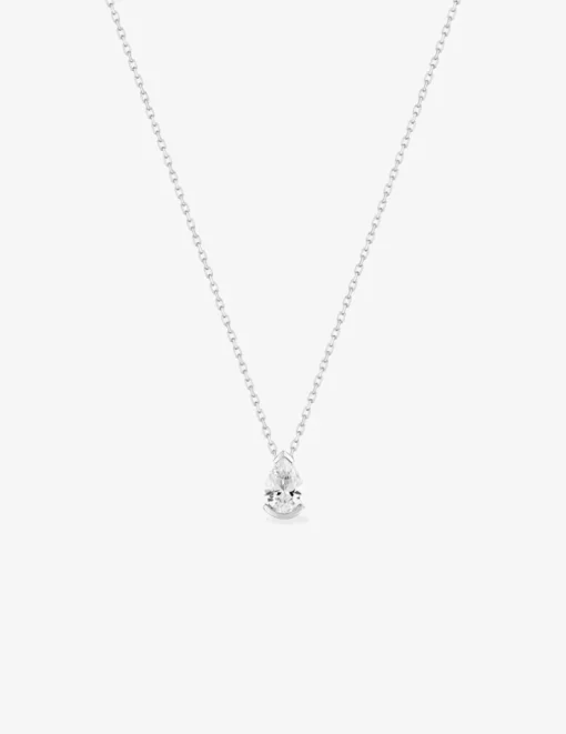 Collier poire or blanc 375‰ et oxyde de zirconium SO OR