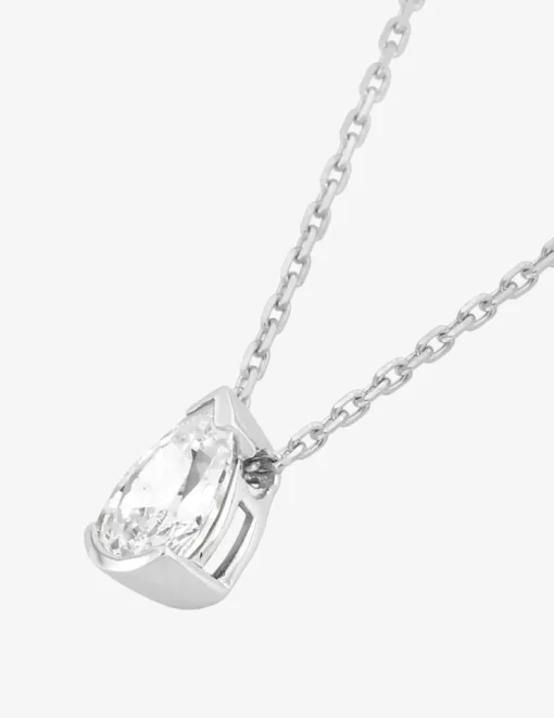 Collier poire or blanc 375‰ et oxyde de zirconium SO OR