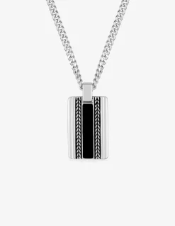 Collier pour homme en argent 925 ‰ rhodié avec pendentif laqué noir SO OR