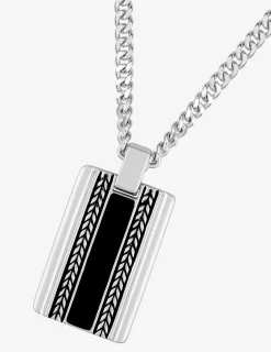 Collier pour homme en argent 925 ‰ rhodié avec pendentif laqué noir SO OR