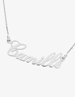 Collier prénom découpé personnalisable 4 mm or blanc 750‰ SO OR