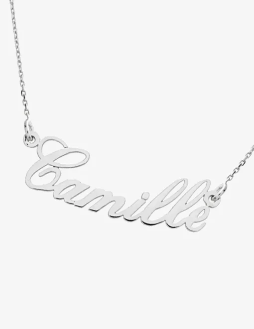 Collier prénom découpé personnalisable 4 mm or blanc 750‰ SO OR
