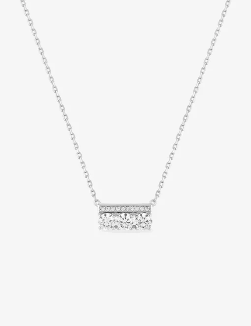 Collier rectangle argent 925‰ rhodié et oxydes de zirconium SO OR