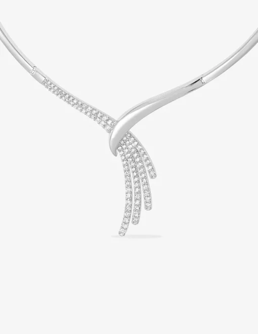 Collier rigide argent 925‰ rhodié et oxydes de zirconium SO OR