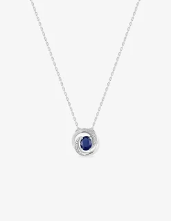 Collier rosaces or blanc 375‰, saphir et oxyde de zirconium SO OR