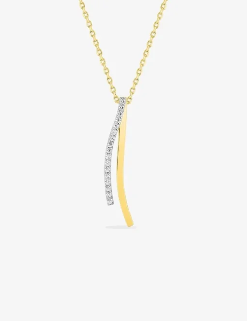 Collier ruban bicolore plaqué or, rhodium et oxydes de zirconium SO OR