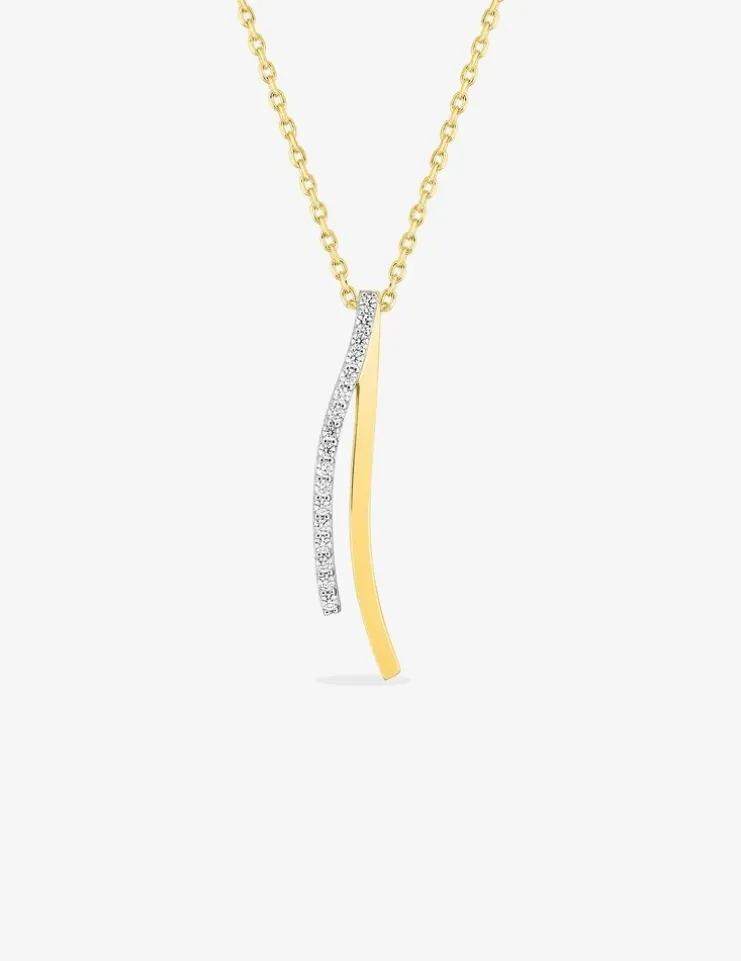 Collier ruban bicolore plaqué or, rhodium et oxydes de zirconium SO OR